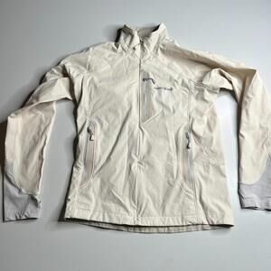 Womens Montbell Clima Pro Softshell Jacket Beige Full Zip Outdoor Hiking Size M
